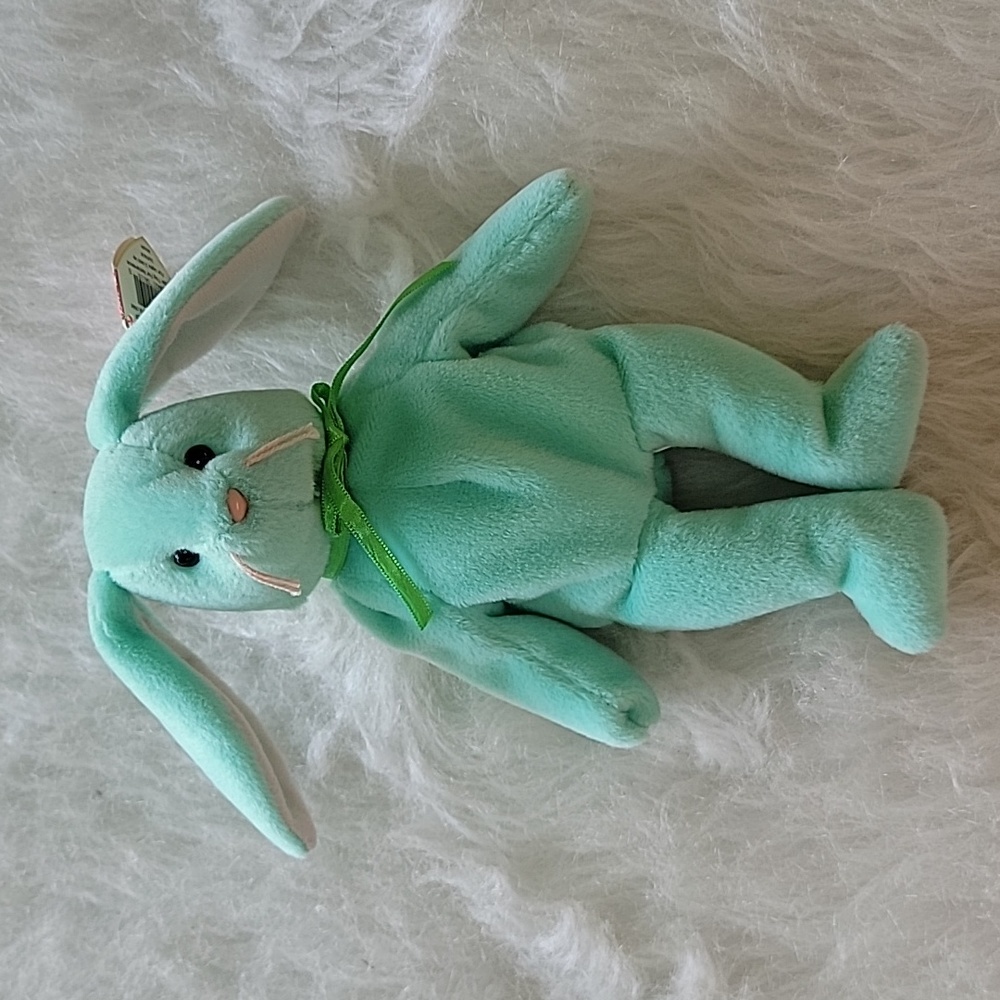 TY BEANIE BABY "Hippity" Mint Green Bunny Rabbit Collectible Easter Plush Toy‎